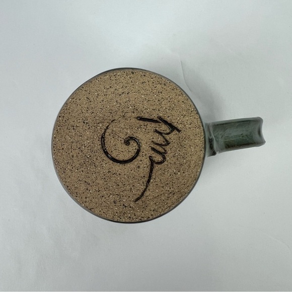 Handcrafted Pottery Studio Art Cup/Mug Drip Glaze 4.5” Height Handle Signed - Picture 7 of 9